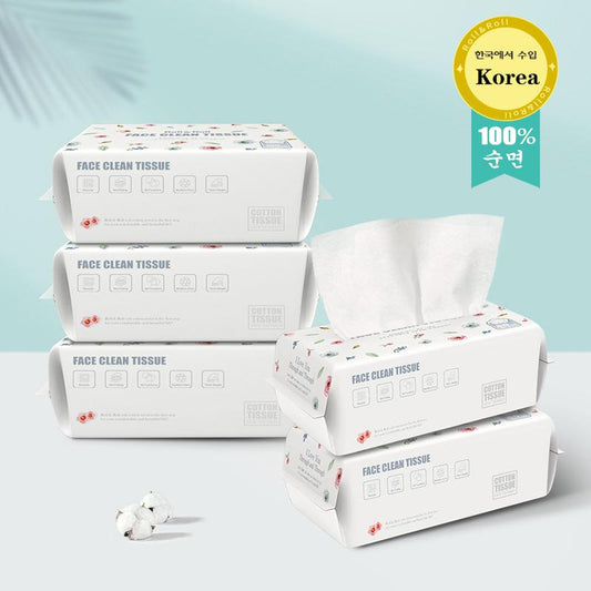Roll&Roll Soft Face Towels - 100% USA Cotton Dry Wipes, 480 Count Unscented Cotton Tissues for Sensitive Skin, OEKO-TEX Certified Face Towelettes Disposable, Makeup Remover Facial Towels, 6 Pack Soft Multi-Purpose