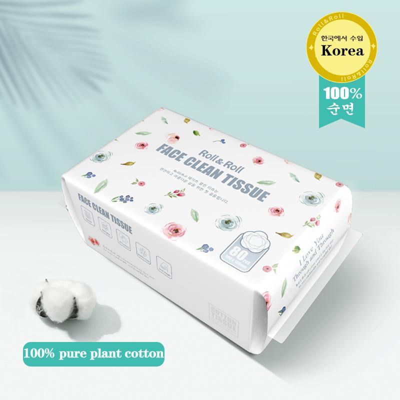Roll&Roll Soft Face Towels - 100% USA Cotton Dry Wipes, 480 Count Unscented Cotton Tissues for Sensitive Skin, OEKO-TEX Certified Face Towelettes Disposable, Makeup Remover Facial Towels, 6 Pack Soft Multi-Purpose