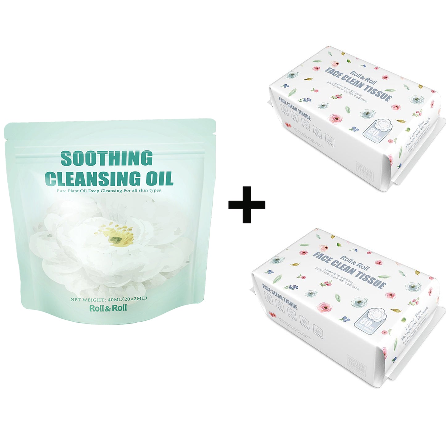 Roll&Roll Pore Control Cleansing Oil suit, Oil Cleanser for Face, Makeup Blackhead Remover, Korean Skin Care，Travel-Friendly  2ml*20 or 40 Capsules+face towel Present for Man/Woman/Family,  Christmas, New Year Gift